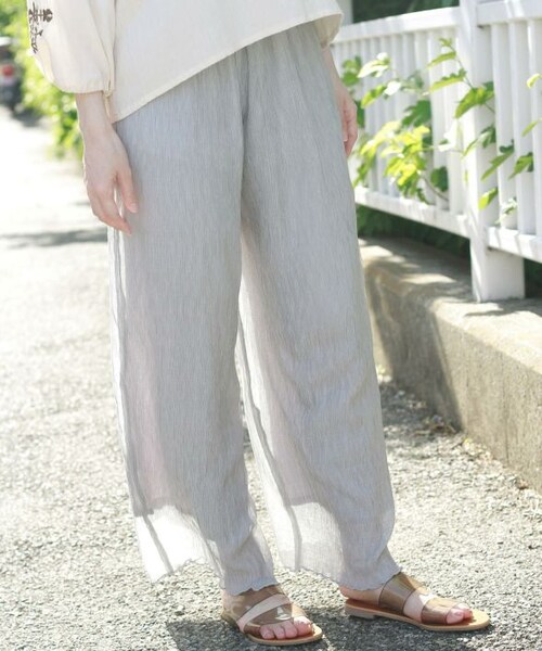 Crisp（クリスプ）の「クレープシアーパンツ[c2k2693]（その他パンツ・レディース・ピンクベージュ/アイボリー/グレー/ブラック/ブラウン・FREE）」の3枚目の写真