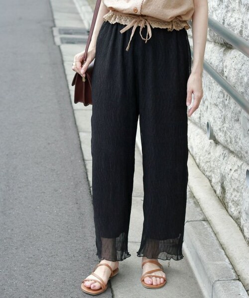 Crisp（クリスプ）の「クレープシアーパンツ[c2k2693]（その他パンツ・レディース・ピンクベージュ/アイボリー/グレー/ブラック/ブラウン・FREE）」の5枚目の写真