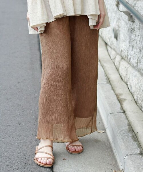 Crisp（クリスプ）の「クレープシアーパンツ[c2k2693]（その他パンツ・レディース・ピンクベージュ/アイボリー/グレー/ブラック/ブラウン・FREE）」の8枚目の写真