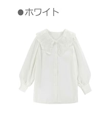 Bobon21 | スカラップBIG襟シフォンブラウス-全2色-(シャツ/ブラウス)