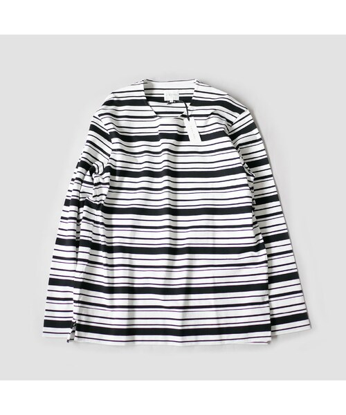 Curly（カーリー）の「CURLY カーリー |BRIGHT LS BORDER TEE ｜201-34012｜WHITE/BROWN　WHITE/BLACK｜SIZE2　SIZE3（Tシャツ/カットソー・メンズ・その他）」の10枚目の写真