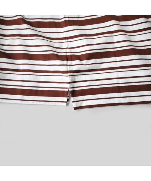 Curly（カーリー）の「CURLY カーリー |BRIGHT LS BORDER TEE ｜201-34012｜WHITE/BROWN　WHITE/BLACK｜SIZE2　SIZE3（Tシャツ/カットソー・メンズ・その他）」の6枚目の写真