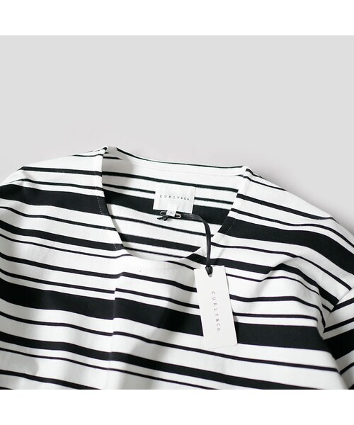 Curly（カーリー）の「CURLY カーリー |BRIGHT LS BORDER TEE ｜201-34012｜WHITE/BROWN　WHITE/BLACK｜SIZE2　SIZE3（Tシャツ/カットソー・メンズ・その他）」の11枚目の写真