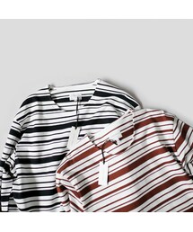 Curly | CURLY カーリー |BRIGHT LS BORDER TEE ｜201-34012｜WHITE/BROWN　WHITE/BLACK｜SIZE2　SIZE3(Tシャツ/カットソー)