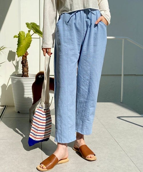 DHOLIC（ディーホリック）の「ドロストテーパードパンツ（その他パンツ・レディース・ベージュ/ブルー/ブラック/グリーン・FREE/FREED）」の4枚目の写真