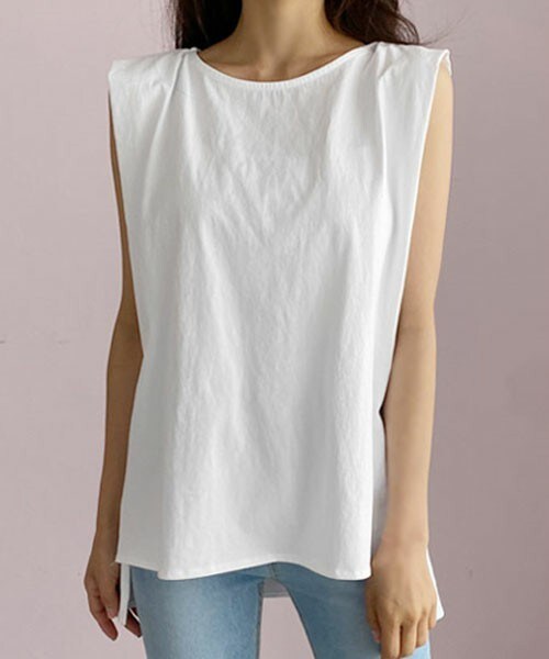 DHOLIC(ディーホリック)の「ショルダータックスリーブレス(タンクトップ・レディース・ブラウン/ホワイト/ブルー/グリーン/ブラック・FREE)」の2枚目の写真