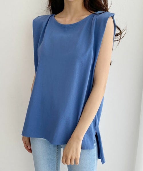 DHOLIC(ディーホリック)の「ショルダータックスリーブレス(タンクトップ・レディース・ブラウン/ホワイト/ブルー/グリーン/ブラック・FREE)」の5枚目の写真