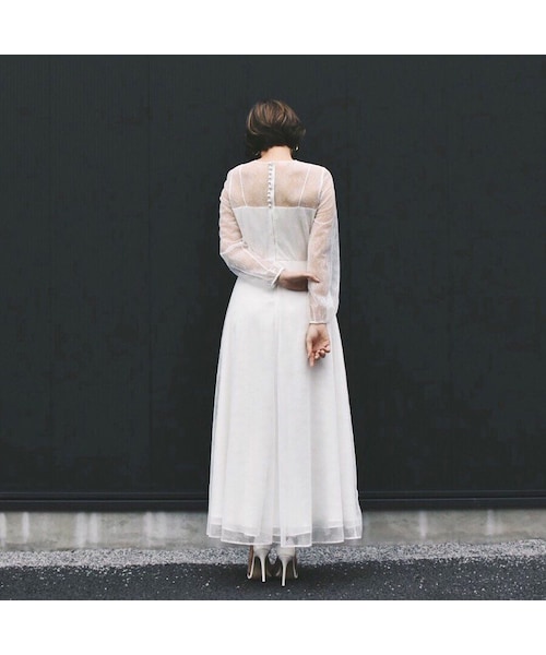 kaene レース×シフォンドレスウエディングドレスワンピース
