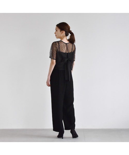 kaene チュール×レースキャミオールインワンセットアップ　黒　36（M） kaene チュール×レースキャミオールインワンセットアップ 黒 36（M