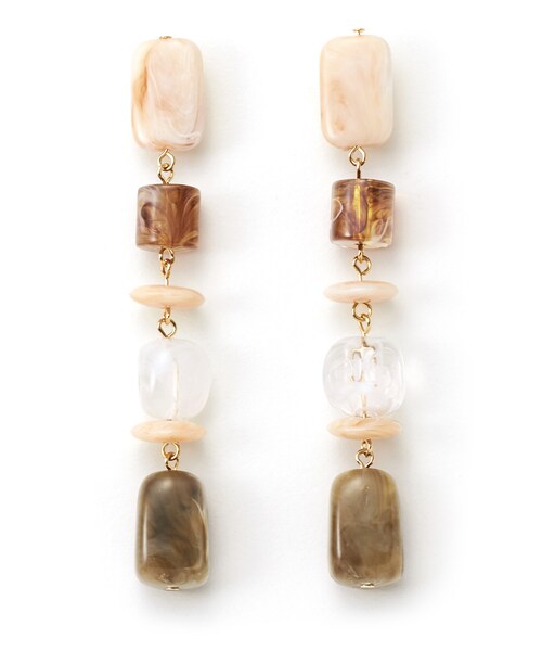 GRL（グレイル）の「デザインクリアチェーンピアス（ピアス（片耳用）・レディース・イエロー/ブラウン・F）」の2枚目の写真