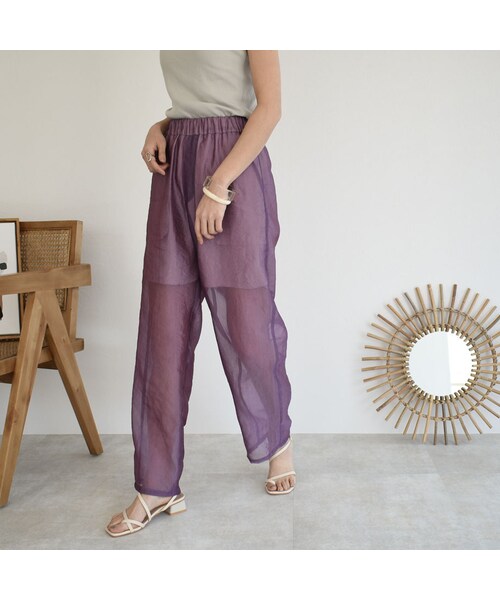 Lavish Gate（ラヴィッシュゲート）の「bottoms-04024　日本製　シアーパンツ　パープル　ベージュ（その他パンツ・レディース・その他）」の7枚目の写真