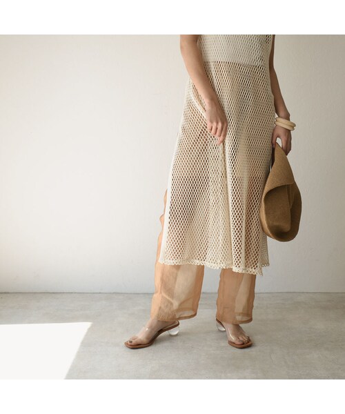 Lavish Gate（ラヴィッシュゲート）の「bottoms-04024　日本製　シアーパンツ　パープル　ベージュ（その他パンツ・レディース・その他）」の2枚目の写真