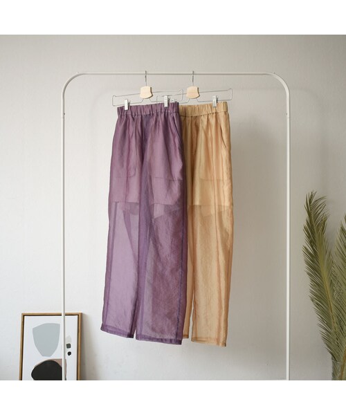 Lavish Gate（ラヴィッシュゲート）の「bottoms-04024　日本製　シアーパンツ　パープル　ベージュ（その他パンツ・レディース・その他）」の11枚目の写真