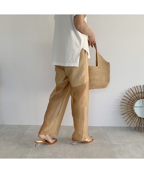 Lavish Gate（ラヴィッシュゲート）の「bottoms-04024　日本製　シアーパンツ　パープル　ベージュ（その他パンツ・レディース・その他）」の9枚目の写真