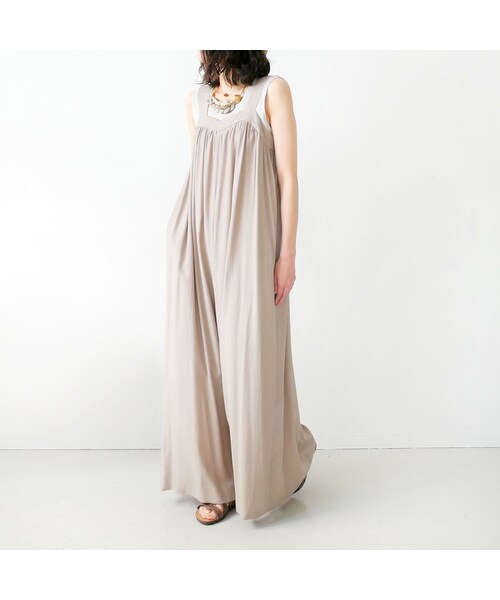 SACRA(サクラ)の「SACRA|サクラ |レーヨンシルクオールインワン|120213902|ASH KHAKI(つなぎ/オールインワン・レディース・その他)」の7枚目の写真