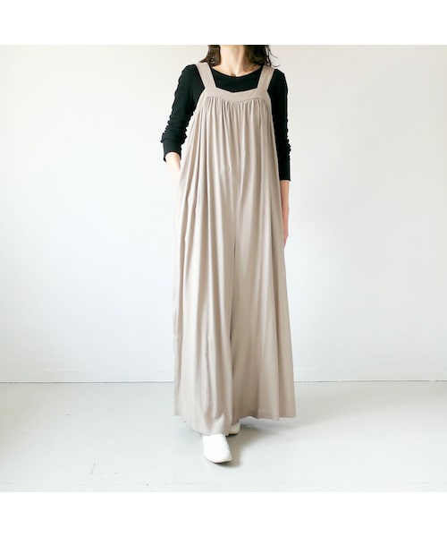 SACRA(サクラ)の「SACRA|サクラ |レーヨンシルクオールインワン|120213902|ASH KHAKI(つなぎ/オールインワン・レディース・その他)」の4枚目の写真