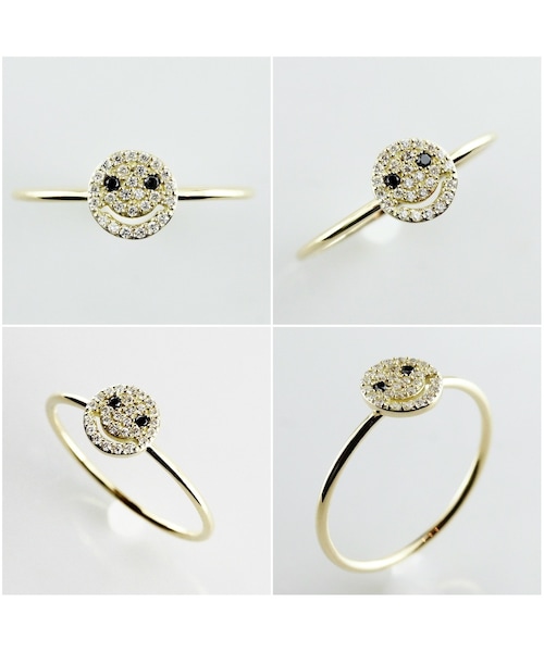 les desseins de DIEU（レデッサンドゥデュー）の「レデッサンドゥデュー 977 スモール グリッター スマイル パヴェ ダイヤモンド リング ピンキーリング（リング・レディース・ゴールド・マイナス5号から13号）」の2枚目の写真