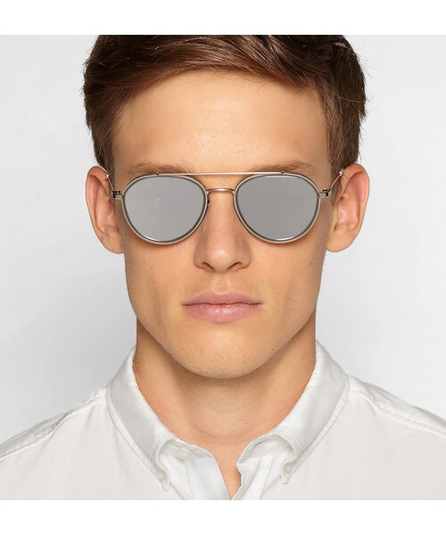 THOM BROWNE（トムブラウン）の「Thom Browne Round Aviator-Frame Acetate and Metal Mirrored Sunglasses（サングラス・メンズ・Silver・One Size）」の4枚目の写真