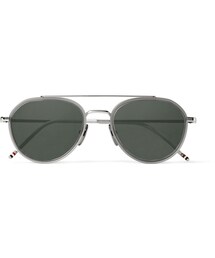THOM BROWNE | Thom Browne Round Aviator-Frame Acetate and Metal Mirrored Sunglasses(サングラス)