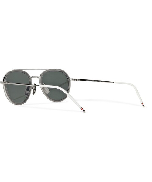 THOM BROWNE（トムブラウン）の「Thom Browne Round Aviator-Frame Acetate and Metal Mirrored Sunglasses（サングラス・メンズ・Silver・One Size）」の7枚目の写真