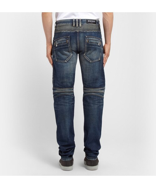 BALMAIN（バルマン）の「Balmain Regular-Fit Washed-Denim Biker Jeans（デニムパンツ・メンズ・BLACK/Blue・30/31/32/33/34/35）」の2枚目の写真
