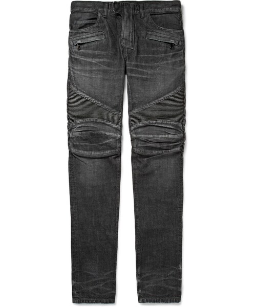 BALMAIN HOMME コーティング ブラックデニム 31 Slim-fit biker jeans in black denim black black - Men | BALMAIN