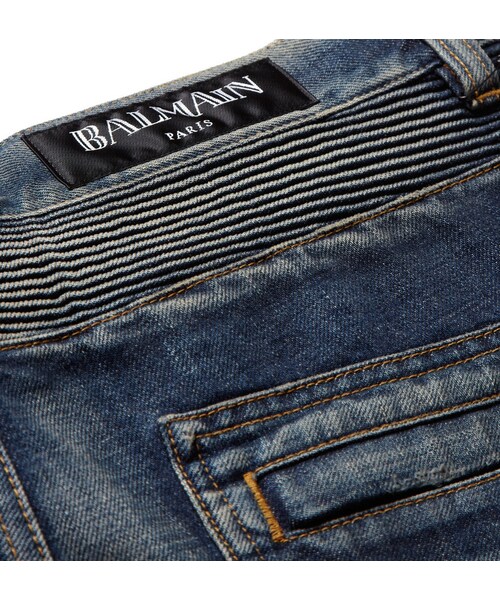 BALMAIN（バルマン）の「Balmain Regular-Fit Washed-Denim Biker Jeans（デニムパンツ・メンズ・BLACK/Blue・30/31/32/33/34/35）」の8枚目の写真