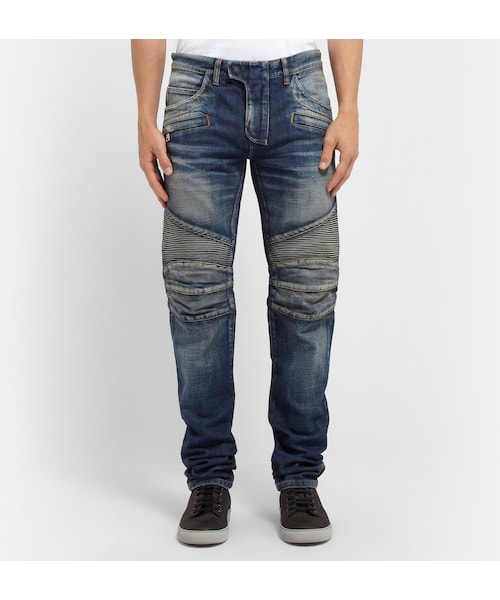 BALMAIN（バルマン）の「Balmain Regular-Fit Washed-Denim Biker