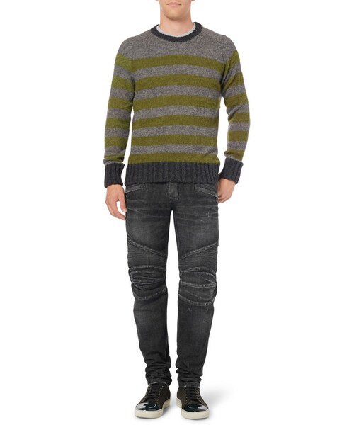 BALMAIN（バルマン）の「Balmain Regular-Fit Washed-Denim Biker Jeans（デニムパンツ・メンズ・BLACK/Blue・30/31/32/33/34/35）」の3枚目の写真