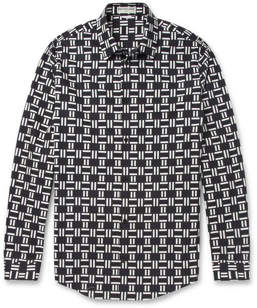 BALENCIAGA(バレンシアガ)の「Balenciaga Printed Slim-Fit Cotton Shirt(シャツ/ブラウス・メンズ・Black・EU 39 (UK/US 15.5)/EU 41 (UK/US 16)/EU 42 (UK/US 16.5)/EU 43 (UK/US 17)/EU 38 (UK/US 15))」の1枚目の写真