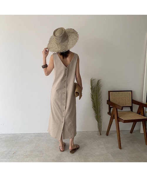 Lavish Gate（ラヴィッシュゲート）の「onepiece-04016　日本製　コットンジャージー 2way ノースリーブワンピース　モカベージュ　アイスグレー（ワンピース・レディース・その他）」の4枚目の写真