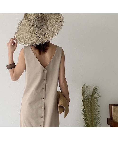 Lavish Gate（ラヴィッシュゲート）の「onepiece-04016　日本製　コットンジャージー 2way ノースリーブワンピース　モカベージュ　アイスグレー（ワンピース・レディース・その他）」の2枚目の写真