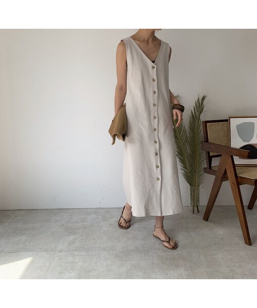 Lavish Gate（ラヴィッシュゲート）の「onepiece-04016　日本製　コットンジャージー 2way ノースリーブワンピース　モカベージュ　アイスグレー（ワンピース・レディース・その他）」の7枚目の写真
