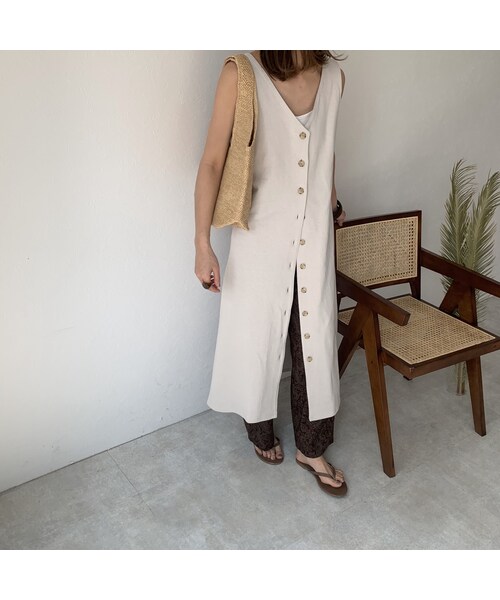 Lavish Gate（ラヴィッシュゲート）の「onepiece-04016　日本製　コットンジャージー 2way ノースリーブワンピース　モカベージュ　アイスグレー（ワンピース・レディース・その他）」の8枚目の写真