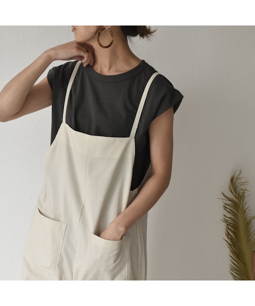 Lavish Gate（ラヴィッシュゲート）の「nh-tops-04035　日本製　クルーネック ノースリーブトップス　ホワイト　ピスタチオ　キャメル　チャコール（Tシャツ/カットソー・レディース・その他）」の7枚目の写真