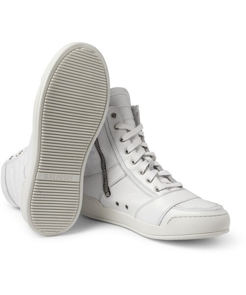BALMAIN（バルマン）の「Balmain Leather High Top Sneakers（スニーカー・メンズ・White・EU 40 (US 7)/EU 41 (US 8)/EU 42 (US 9)/EU 43 (US 10)/EU 44 (US 11)/EU 45 (US 12)）」の8枚目の写真