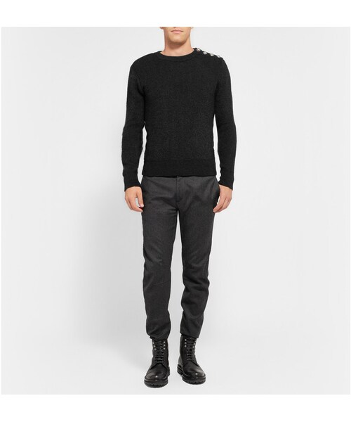 BALMAIN ロゴ入りトレーナー ニット黒 BALMAIN ロゴ入りトレーナー