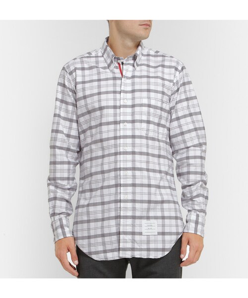 THOM BROWNE(トムブラウン)の「Thom Browne Plaid Cotton Oxford Shirt(シャツ/ブラウス・メンズ・Gray・1/3/4/2)」の3枚目の写真