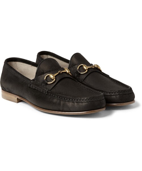 GUCCI（グッチ）の「Gucci Horsebit Burnished-Suede Loafers（その他シューズ・メンズ・Black・UK 6 (US 7)/UK 7 (US 8)/UK 7.5 (US 8.5)/UK 8 (US 9)/UK 8.5 (US 9.5)/UK 9 (US 10)/UK 9.5 (US 10.5)/UK 10 (US 11)/UK 11 (US 12)/UK 12 (US 13)）」の8枚目の写真