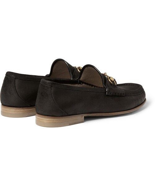 GUCCI（グッチ）の「Gucci Horsebit Burnished-Suede Loafers（その他シューズ・メンズ・Black・UK 6 (US 7)/UK 7 (US 8)/UK 7.5 (US 8.5)/UK 8 (US 9)/UK 8.5 (US 9.5)/UK 9 (US 10)/UK 9.5 (US 10.5)/UK 10 (US 11)/UK 11 (US 12)/UK 12 (US 13)）」の4枚目の写真