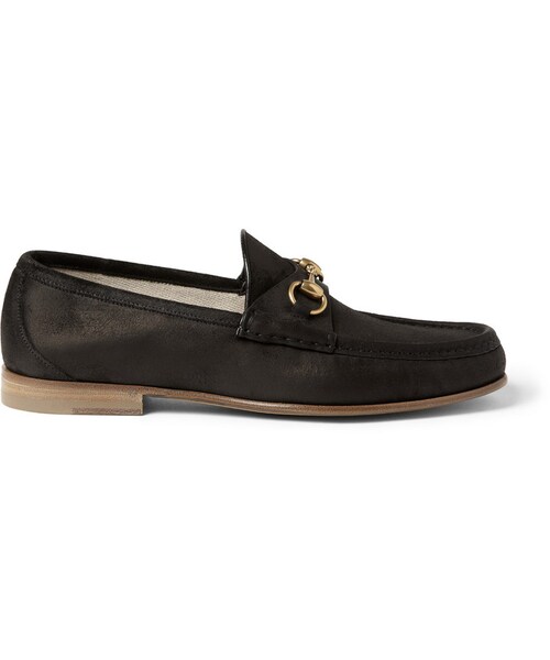 GUCCI（グッチ）の「Gucci Horsebit Burnished-Suede Loafers（その他シューズ・メンズ・Black・UK 6 (US 7)/UK 7 (US 8)/UK 7.5 (US 8.5)/UK 8 (US 9)/UK 8.5 (US 9.5)/UK 9 (US 10)/UK 9.5 (US 10.5)/UK 10 (US 11)/UK 11 (US 12)/UK 12 (US 13)）」の6枚目の写真