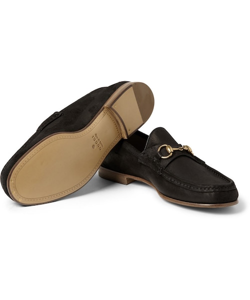GUCCI（グッチ）の「Gucci Horsebit Burnished-Suede Loafers（その他シューズ・メンズ・Black・UK 6 (US 7)/UK 7 (US 8)/UK 7.5 (US 8.5)/UK 8 (US 9)/UK 8.5 (US 9.5)/UK 9 (US 10)/UK 9.5 (US 10.5)/UK 10 (US 11)/UK 11 (US 12)/UK 12 (US 13)）」の5枚目の写真