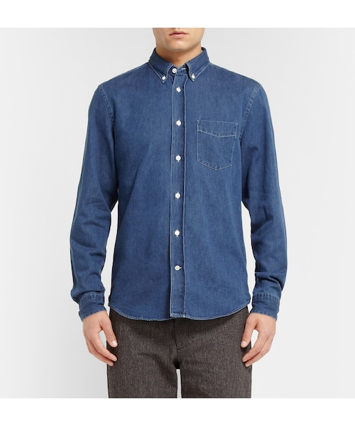 Acne Studios（アクネストゥディオズ）の「Acne Studios Isherwood Button-Down Collar Denim Shirt（シャツ/ブラウス・メンズ・Blue・IT 46 (UK/US 15)/IT 48 (UK/US 15.5)/IT 50 (UK/US 16)/IT 52 (UK/US 16.5)/IT 54 (UK/US 17)）」の4枚目の写真