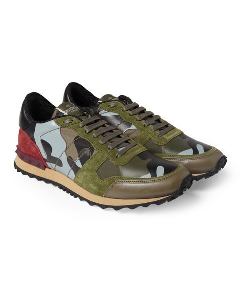 VALENTINO(ヴァレンティノ)の「Valentino Camouflage-Print Leather and Suede Sneakers(スニーカー・メンズ・BLACK/BLUE/Green・EU 39 (US 6)/EU 40 (US 7)/EU 41 (US 8)/EU 43 (US 10)/EU 44 (US 11)/EU 45 (US 12)/EU 42 (US 9)/EU 46 (US 13))」の1枚目の写真