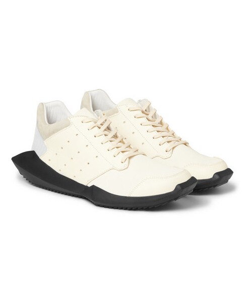 Rick Owens(リックオウエンス)の「Rick Owens adidas Panelled Leather and Fabric Sneakers(スニーカー・メンズ・White・UK 6 (US 7)/UK 7 (US 8)/UK 7.5 (US 8.5)/UK 8 (US 9)/UK 8.5 (US 9.5)/UK 9 (US 10)/UK 9.5 (US 10.5)/UK 10 (US 11)/UK 10.5 (US 11.5)/UK 11 (US 12)/UK 12 (US 13))」の1枚目の写真