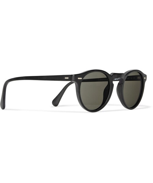 OLIVER PEOPLES(オリバーピープルズ)の「Oliver Peoples Gregory Peck Matte-Acetate Round-Frame Polarised Sunglasses(サングラス・メンズ・Black・One Size)」の3枚目の写真