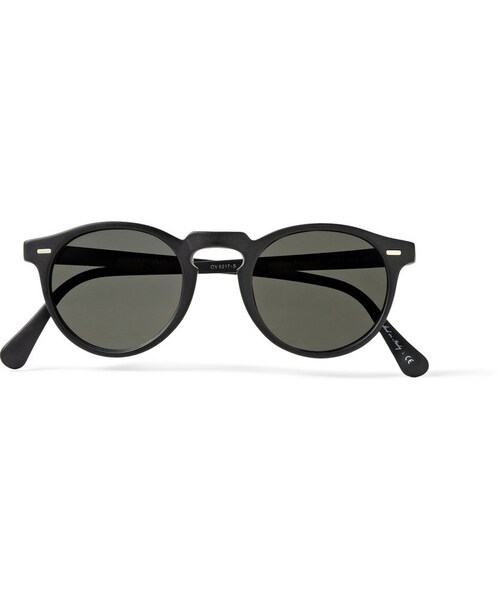 OLIVER PEOPLES(オリバーピープルズ)の「Oliver Peoples Gregory Peck Matte-Acetate Round-Frame Polarised Sunglasses(サングラス・メンズ・Black・One Size)」の1枚目の写真