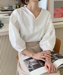 DHOLIC | Vネックパフスリーブブラウス(シャツ/ブラウス)