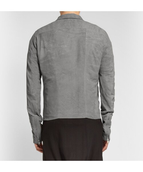 Rick Owens（リックオウエンス）の「Rick Owens Distressed-Suede Bomber Jacket（ライダースジャケット・メンズ・Gray・IT 46 (UK/US 36)/IT 48 (UK/US 38)）」の3枚目の写真