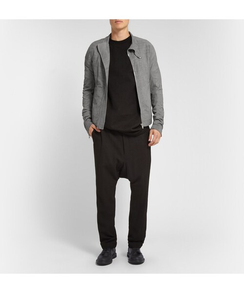 Rick Owens（リックオウエンス）の「Rick Owens Distressed-Suede Bomber Jacket（ライダースジャケット・メンズ・Gray・IT 46 (UK/US 36)/IT 48 (UK/US 38)）」の2枚目の写真